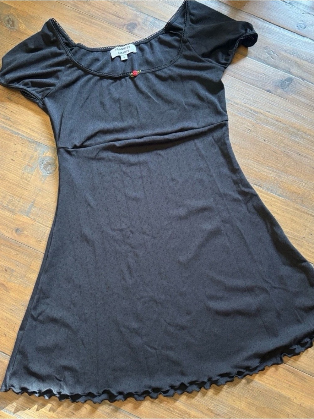 NWOT Frankie’s bikinis black pointelle mini dress